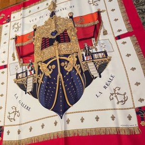 Hermes Vue du Carosse de la Galère la Réale Silk Scarf-VINTAGE-NEVER WORN